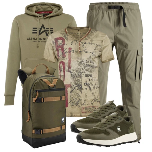 Camouflage Khaki/Beige/Braun/Dunkelgrün Casual T-Shirt/Kurzarm T-Shirt/T-Shirt Mit Print/Ausgefallenes T-Shirt/Hemdoberteil/Print Shirt/Umstands T-Shirt Key Largo kombinieren