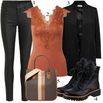 outfit mit Črna Rieker "Padajoča oblačila"