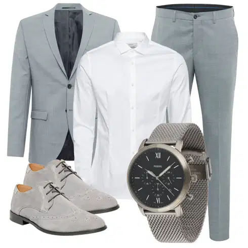Grau/Hellblau/Blau Anzug Sakko/Anzug/Kostüm Jack & Jones kombinieren