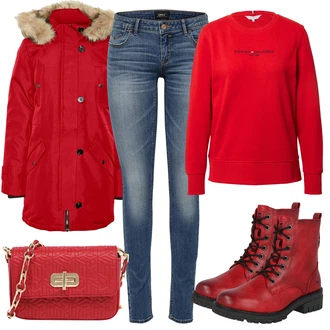 Umělá kožešina Outfit s Zimní Bund VERO MODA "Podzimní Outfit"