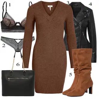 Outfit s Černá/Béžová/Fialová/Růžová Pánské boty ve velikosti 11/Podprsenka s kosticemi/Krajková podprsenka/Kožené bundy pro muže/Průsvitná podprsenka a podprsenka s kosticí/Bralette/Trojúhelníkový Podprsenek/Bezdrátová podprsenka/Podprsenka Balconette/Podprsenka Bez Kostic Lascana "Obchodní Outfit"
