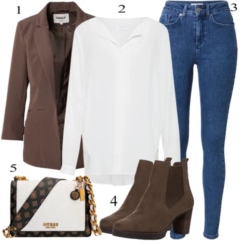 Kombinace Šedá/Hnědá/Béžová/Bílá/Krémová/Khaki Halenkové Body/Blůza s knoflíčkem/Halenka se Stojatým Límcem/Dlouhá Halenka/Halenka s Dlouhým Rukávem/Oversize Halenka/Oversize Muselínová Blůza/Slip-on Halenka/Tunikové Tričko Vila