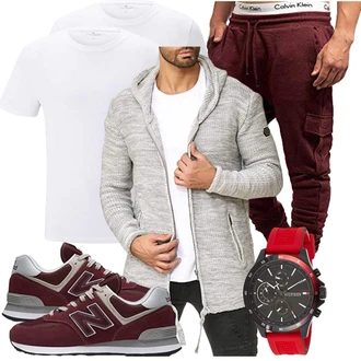 Outfit mit Grau/Weiß T-Shirt Tom Tailor "Cool für die Freizeit"