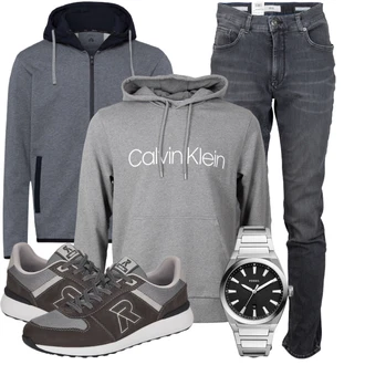 Outfit mit Schwarz Sneaker rieker evolution "Cool für die Freizeit"