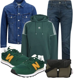 Logoprint Outfit mit Schwarz Sneaker Low New Balance "Cooles Alltagsoutfit"