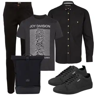Elegant Outfit mit Schwarz/Khaki/Dunkelbraun Slim Hose/Skinny Hose/Cord Legging/Chino Hose/Cordhose/Jeggings/Stretchhose Jack & Jones "Cooles Alltagsoutfit"Look: Uni, Outdoor, Coole, Old Money, Smart Casual, Unisex, Elegant, Büro, Casual, Schlichte