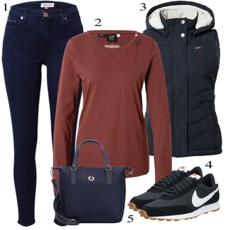 Zakrpe Outfit sa Tamnoplava/Plava Kožna Jakna/Kožne Cipele/Zimska jakna/High Waist Traperice/Traperice s Prorezom/Push-up Traperice/Termo Traperice "Jesenski Outfit"