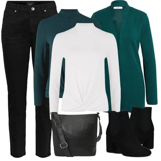 Outfit s Černá Manšestrové Kalhoty/Džínové Legíny/Jeggings/Úzká Kalhoty/Skinny Kalhoty/Kalhoty se Štěrbinou/Manšestrový legíny VERO MODA "Perfekt na podzim"