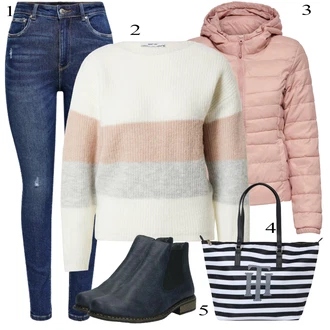 Vintage kombinacije Denim/Traper sa Plava/Tamnoplava rupa hlača/Jeggings/Traper Tajice Only "Jesenski Outfit"