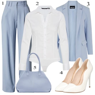 Ovratnik s pritrdilnimi gumbi outfit mit Krem/Bela Srajca/Bluzasti Body/Slim Fit Bluza VERO MODA "Poslovna oblačila"