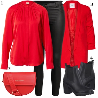 Outfit s Červená/Tmavě červená Oversize Sako/Boyfriend Sako/Dlouhý Sako/Teplákový blejzr/Kožená bunda pro muže Pieces "Perfekt na podzim"