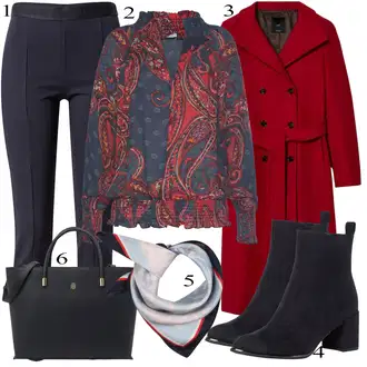 Outfit sa Crvena/Žuta/Šareno svečana tunika/Bluza s Uzorkom/Bluza s Printom/Tunika Majica Lascana "Jesenski Outfit"