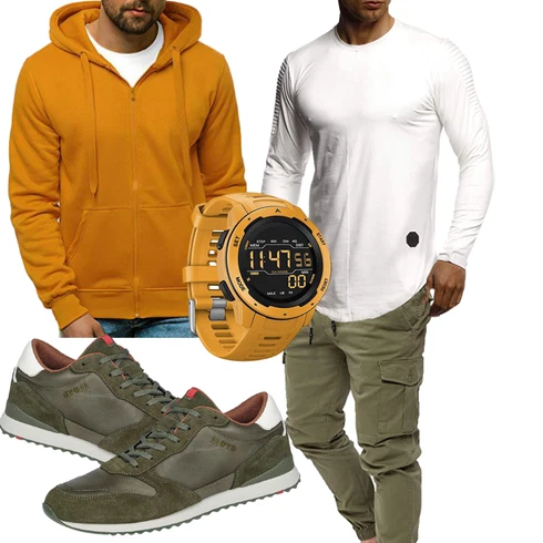 Braun/Orange/Gelb KapuzenPullover/Unisex Hoodie/Sport Sweatshirt/Women's Fleece Sweatshirts/Hoodie/Strick Hoodie/Ausgefallener Hoodie/Sweatjacke OZONEE kombinieren