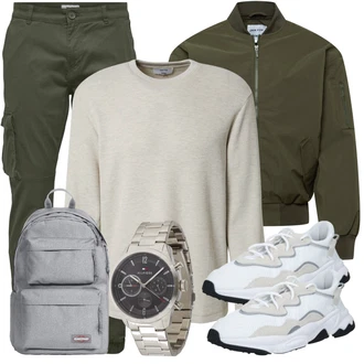 Coole Outfit mit Creme/Weiß Chunky Sneaker/Sneaker Low/Teddy Sneaker/Sommer Sneaker Adidas Originals "Freizeit Outfit"Look: Color Blocking, Empire, Sportlich, Outdoor, Steampunk, Trendige, Unisex, Streetwear, Premium, Coole, Esthetische