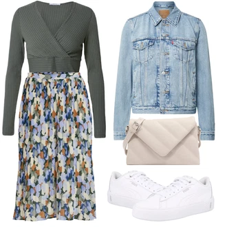 Outfit s Šedá Kraťas pro plnoštíhlé Vila "Ležérní Outfits"