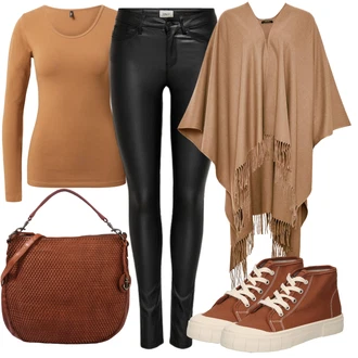Outfit s Hnědá Pončo & Kimono Opus "Ležérní Outfit"