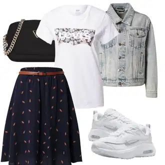 Ležerne kombinacije sa Tamnoplava/Ljubičasta/Crvena Kratke hlače velike veličine/Suknja/Bluza i Tunika About You "Outfit za slobodno vrijeme"