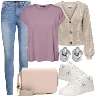 Outfit s Šedá Zimní bota/Nízká bota na podpatku/Nízká Teniska Calvin Klein "Ležérní Outfit"