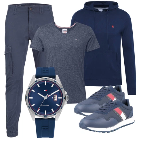 Blau/Dunkelblau/Grau Cargohose/Funktionshose/Trekkinghose/Zip Off Hose/Cargo-Jogginghose Jack & Jones kombinieren