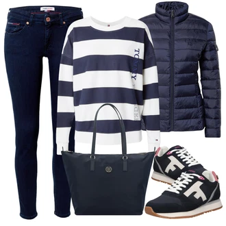 Outfit s Černá/Modrá Premium Polo Ralph Lauren "Ležérní Outfit"