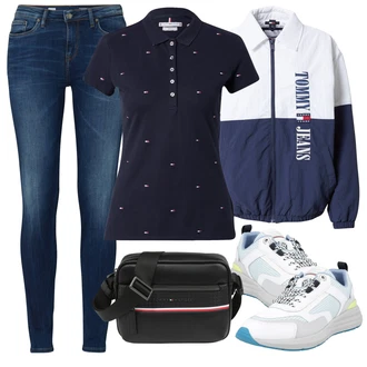 Outfit s Vícebarevný/Černá Polo Tričko Tommy Hilfiger "Ležérní Outfit"