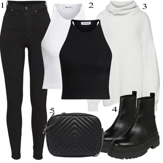 Len Outfit s Černá Plochá Kotníková Bota/Gumová Kotníková Bota/Kožená bunda/Holínky/Dřevák na podzim & zimu/Veganská Bota/Ovčí Kožešinová Bota Leger by Lena Gercke "Ležérní Outfits"