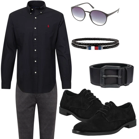 Schwarz Oxford Schuh/Schnürer/Vintage Schnürschuh About You kombinieren