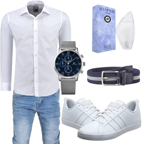 Grau Trachtenmode Adidas kombinieren mit Blau Accessoire