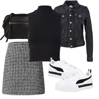 Outfit sa Crna Jakna/Jakna narodne nošnje/Jakna za Kišu/Traper Jakna Tommy Jeans "Outfit za slobodno vrijeme"