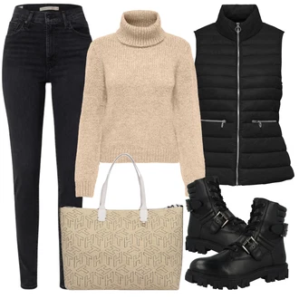 Outfit s Béžová Doplňek/Plážová taška Tommy Hilfiger "Ležérní Outfit"