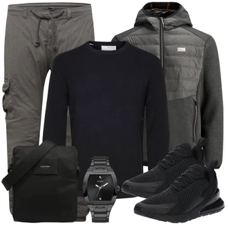 Outfit mit Schwarz Turnschuh ohne Schnürsenkel/Teddy Sneaker/Sommer Sneaker/Sneaker Low/Chunky Sneaker Nike Sportswear "Freizeit Outfit"