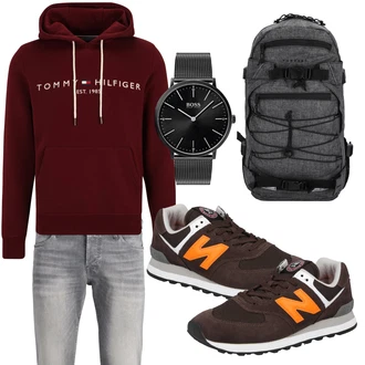 Outfit mit Grau/Hellgrau/Dunkelgrau Biker Jeans/Slim Fit Jeans/Lederjacke/Low Rise Jean/Leder Schuhe/Herren Lederjacke/Jeans mit Schlitz/Low Waist Jean/Winterjacke Jack & Jones "Freizeit Outfit"