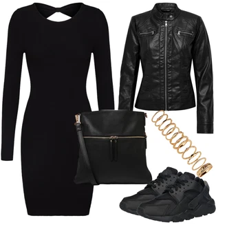 Outfit s Černá Zimní Pletené Šaty/Šaty S Rolákem/Dlouhé pletené šaty/Přiléhavé Šaty/Svetrové Šaty Only "Ležérní Outfit"