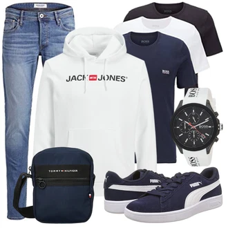 Outfit mit Blau T-Shirt Boss "Freizeit Outfit"