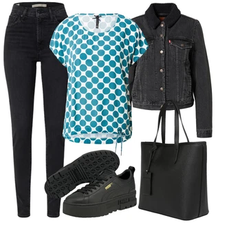 Outfit sa Crna/Siva/Tamnosiva Traper Jakna/Vintage Jakna/Kratka Traper Jakna/Gajtana Jakna levi's ® "Outfit za slobodno vrijeme"