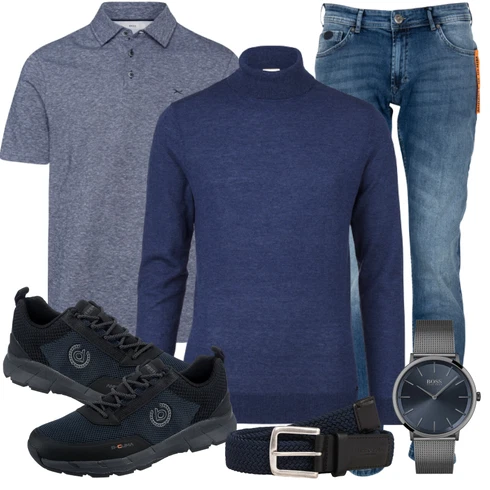 Weiß/Blau T-Shirt Poloshirt Brax kombinieren mit Weiß Hoodie Sweatshirt/Hoodie Olymp