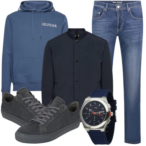 Blau Schlaghose Jeans MAC kombinieren