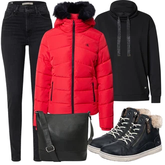 Outfit s Černá Mikina s kapucí Mikina Key Largo "Podzimní Outfit pro každodenní nošení"