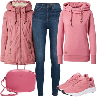 Outfit s Béžová Teplák/Dlouhé Šaty/Móda Pro Plnoštíhlou/Dlouhý Zimní Kabát/Dlouhá tylová sukně/Mikina Ragwear "Podzimní Outfit v teplých barvách"