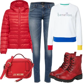Outfit s Červená Taška Přes Rameno Love Moschino "Podzimní Outfit v teplých barvách"