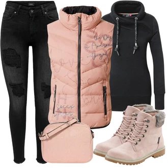 Outfit s Černá Mikina/Móda Pro Plnoštíhlou/Dlouhé Šaty/Dlouhý Zimní Kabát/Dlouhá tylová sukně/Teplák Ragwear "Podzimní Vzhled"