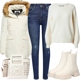 Outfit s Krémová/Pastelové barvy Nezařazené Superdry "Podzimní Vzhled"