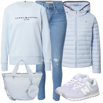 Outfit s Tyrkysový Kalhoty/Svetrová Vest Dlouhý svetr/Midi Kabát levi's "Podzimní Vzhled"