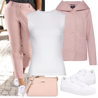 Outfit s Růžová/Béžová/Fialová/Hnědá 7/8 Kalhoty/Obleková Kalhoty/Navlékací Kalhoty/Úzká Kalhoty/Kalhoty se Štěrbinou/Chinos/3/4 Kalhoty/Bengaline Kalhoty/Kalhoty s nášivkou uprostřed/Capri kalhoty Lascana "Podzimní Vzhled"