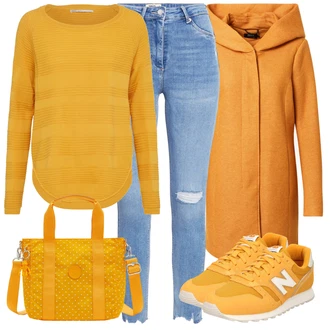 Outfit s Oranžová Teniska New Balance "Podzimní Vzhled"