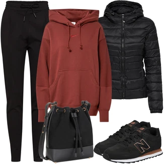 Outfit s Černá Teniska New Balance "Podzimní Vzhled"