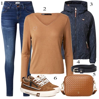 Outfit s Žlutá Sveter Svetr z Jemné Pleteniny Only "Perfekt na podzim"