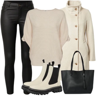 Outfit s Černá/Šedá Kozačka Chelsea Boty Tamaris "Podzimní Vzhled"