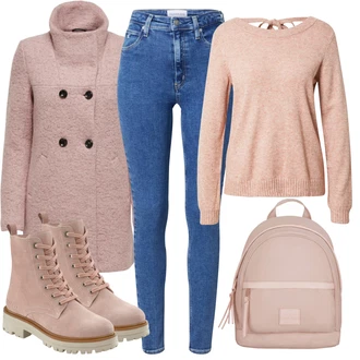 Comfort Outfit s Růžová/Fialová/Béžová Kozačka Šněrovací Kotníková Bota/Zimní kotníková bota/Plochá Kotníková Bota/Bojová Bota/Kotníková Bota s Podšívkou/Klasická Kozačka Elbsand "Podzimní Ležérní Outfit"