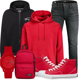 Outfit mit Dunkelgrau/Grau/Hellgrau Slim Fit Jeans/Winterjacke/Lederjacke/Leder Schuhe/Low Rise Jean/Jeans mit Schlitz/Thermojeans/Herren Lederjacke/Knöchelstiefel/Tapered-Jeans/Damen 7/8-Länge Jeans/Regular-Fit Jeans/Straight Leg Jean Jack & Jones "Lässiger Freizeit Look"